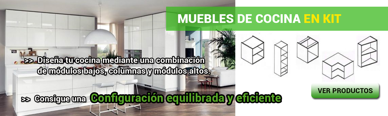 Puede diseñar su cocina mediante una combinación de módulos bajos, columnas y módulos altos para conseguir una configuración equilibrada y eficiente